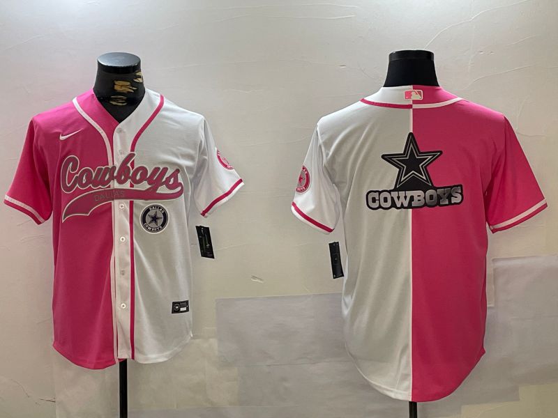 Men Dallas Cowboys Blank white pink Joint Name 2024 Nike Limited NFL Jersey style 3